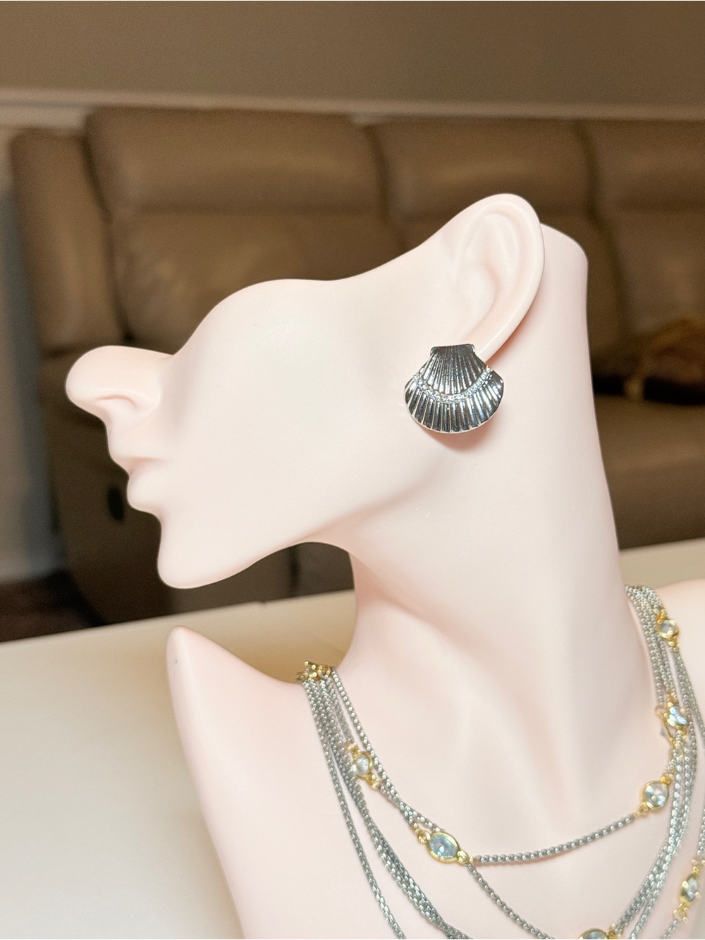 Silver Shell-Style Earrings - Women Jewelry